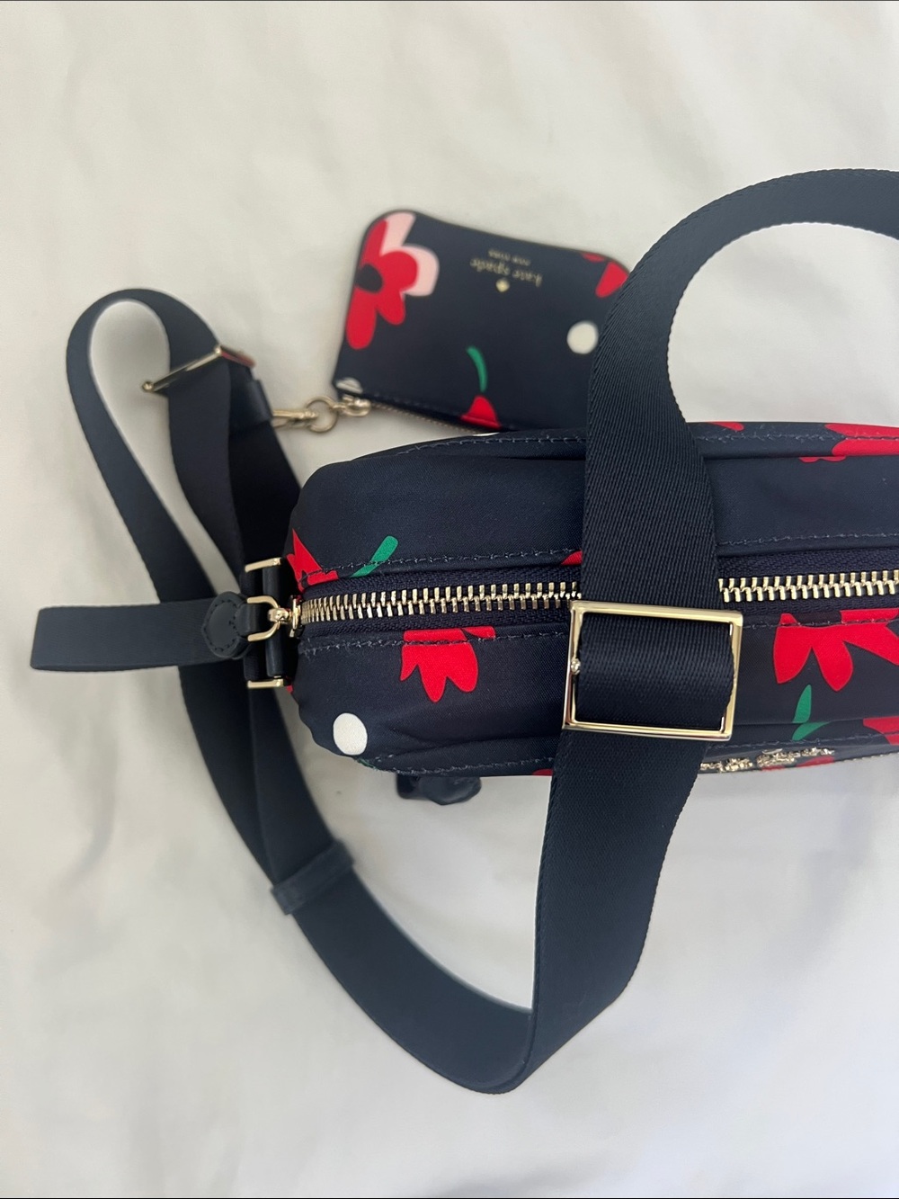 kate spade Chelsea Navy Floral Crossbody with Red and pink Accents - Picture 11 of 14
